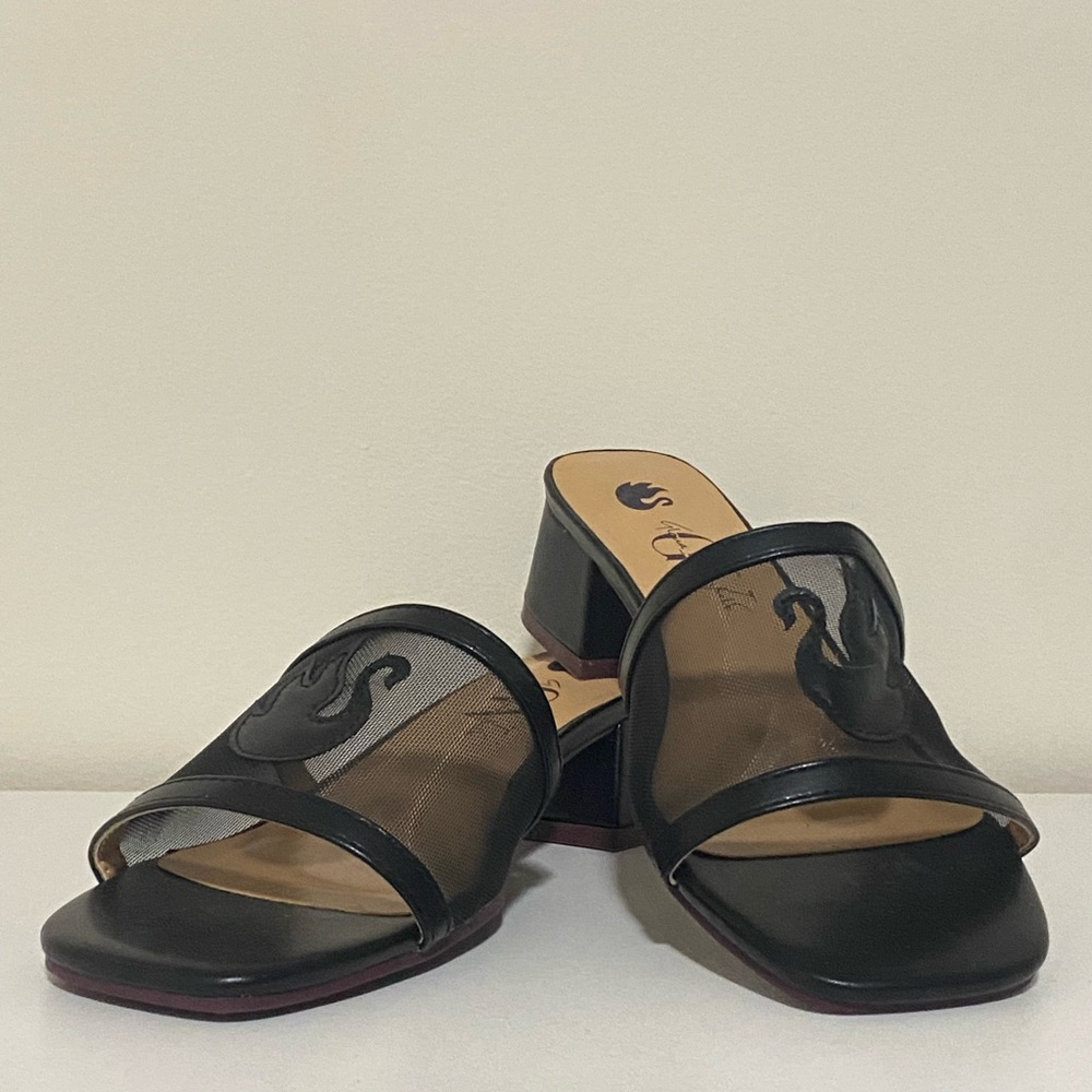 Viviana Black Sheer Mules